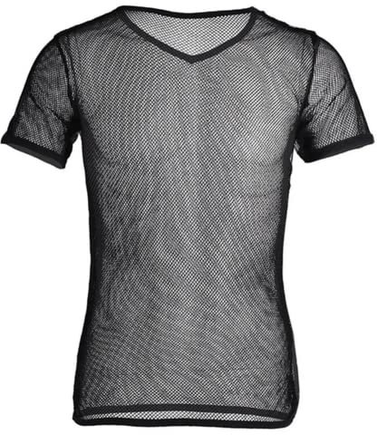 XYFfybhsd Ver a través Rejilla Camiseta Tirantes Malla Sexy Hombre Transparente Ropa Interior T-Shirt Ropa de Club (Size:L,Color:Negro)