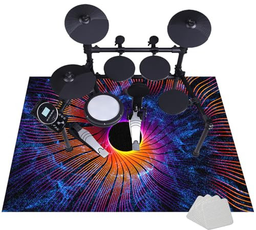 Schallschutz Teppich | Drum Teppich | Elektronische Schlagzeug Teppich 200 x 160 cm | Drum Rug | rutschfeste Trommel Teppiche | Schallschutzmatte für Bass Drum Snare | Music Carpet Innen und Außen
