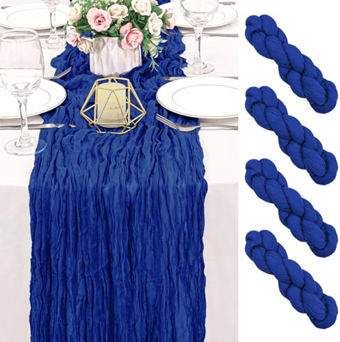 Lot de 4 chemins de table en étamine, 305 cm de long, style bohème, rustique, romantique, gaze transparente, pour fête prénuptiale, fête prénatale, fête de mariage, anniversaire, vacances, décoration