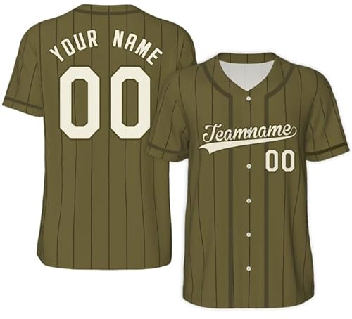 Custom Baseball Jersey Pinstripe Personalized Baseball Shirts Personalized Team Name Number for Men Women Youth Army Green