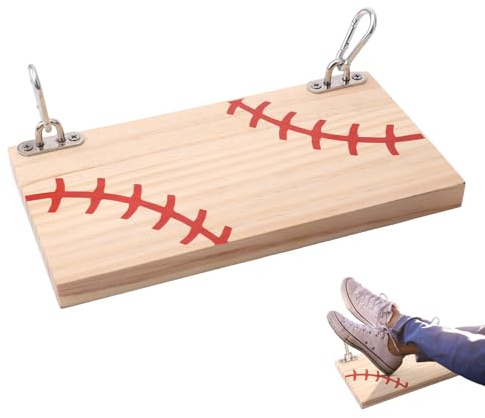 Baseball Fence Foot Rest, Wooden Footrest Portable Footstool Hanging Chain Link Fence Foot Stand Removable Baseball Feet Stool Support Pouffe for Fans Players & Coaches (Wood Color)