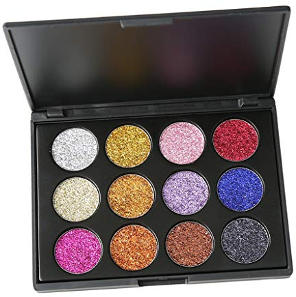 12 Colors Glitter Eyeshadow Palette Mermaid Smudgeproof Eye Makeup Powder