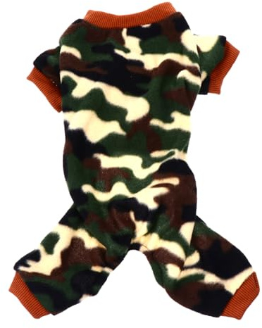 VILLFUL Winterwarmer Hunde Pyjama Plüsch Overall mit Vier Beinen Camouflagem für Welpen Kleine Hunde Kuscheliger Hundeschlafanzug für Kalte Tage Bequeme Hundewinterkleidung zum Spielen