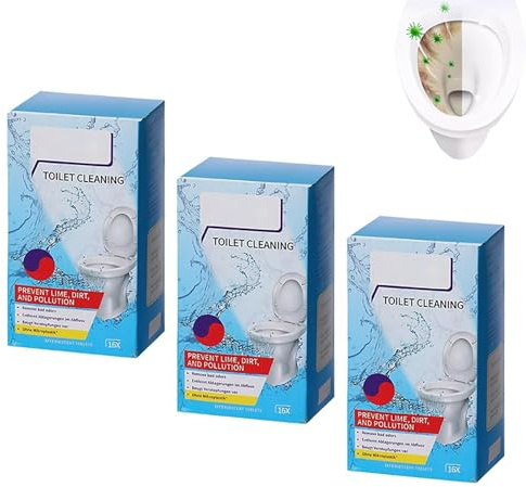 Lemon Scent Toilet Bowl Cleaner Tablets, 16 Pcs/Box, Bathroom Toilet Tank Cleaners, Destroys Limescale & Eliminates Odors, Efficient And Practical, Long-lasting fragrance (48pcs)