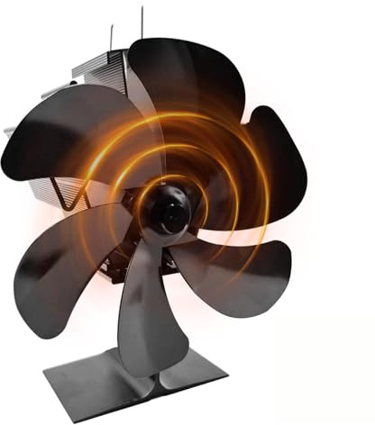 KZARYVEXIS Ventilateur Poele à Bois 6 Pales avec Thermomètre, Silencieux Ventilateur de Cheminée Alimenté Par la Chaleurpour Poêle à Bûches de Poêle/Cheminée/Bois/Gaz