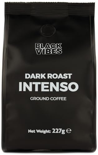 Black Vibes - Ground Coffee (227g) | Dark Roast Intenso | Robusta Blend | Full-Bodied & Strong | Roasted in Italy