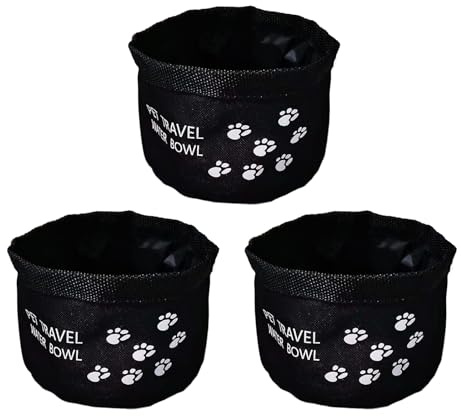 BUBEFSKD Cuenco De Alimentación para Mascotas Duradero 3 Piezas Plegable Gran Capacidad con Cordón Fijación Rápida Accesorio Viaje Esencial Perros Y Gatos Cuencos Portátiles Perros