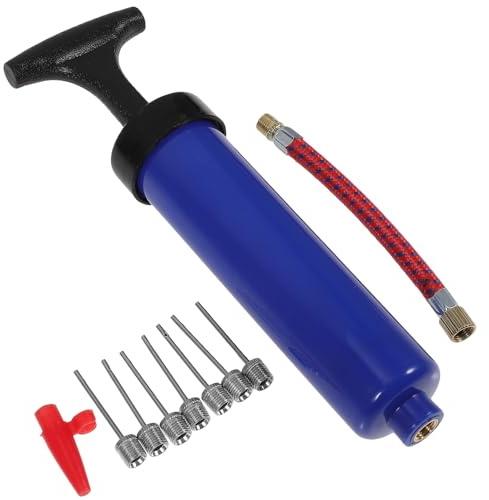 CIYODO 9 Pezzi Pompa Manuale per Palloni Aghi e Tubo Aria Gonfiatore Portatile per Basket e Calcio Completo per Gonfiaggio Rapido e Protezione Ago Colore Blu