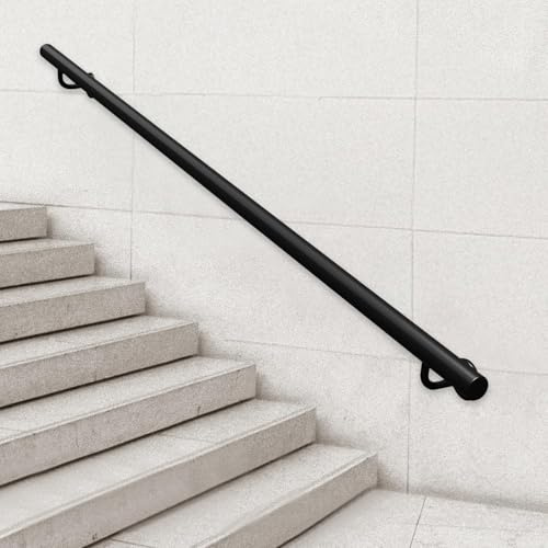 Corrimano per ringhiera delle scale nero - Corrimano di sicurezza esterno montato a parete Balaustra in ferro zincato Maniglione antiscivolo - 1 2 3 4 5 6 metri(330cm)