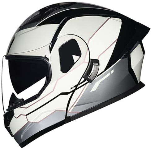 Motorrad Klapphelm ECEDOT Zertifiziert Modular Integralhelm Für Erwachsene Männer und Frauen Motorrad Sturzhelm Klappbarer Roller Helm mit Doppelvisier Motocrosshelme H,L=59~60CM