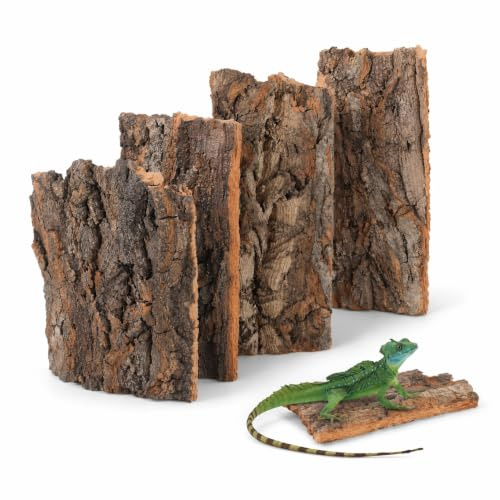 UKCOCO 4Pcs Reptile Bark Decor Wood: Natural Reptile Tree Bark Hides Cork | Wood Enclosure Decor for Bearded Dragon Lizard Geckos Tortoise