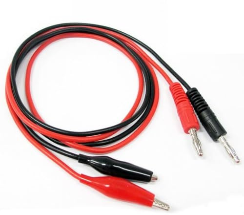 1M 4mm Banana Plug to Alligator Clips Test Leads Kit | Flexible Copper Wire Set | Durable Electrical Testing Cables with Secure Crocodile Clips | Compatible with Most Multimeters | 2PCS (Red & Black)