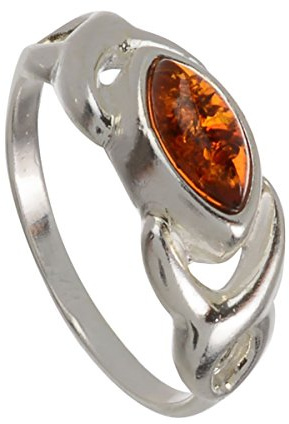 HolidayGiftShops Sterling Silver and Baltic Amber Adult Ring Lucy- Size 9