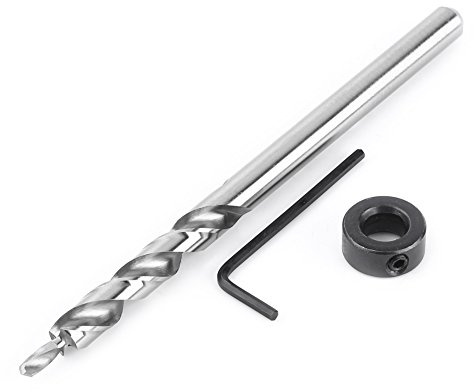 Broca de paso giratorio de 3/8 , vástago redondo con cuello de tope de profundidad ajustable para orificio de bolsillo manual