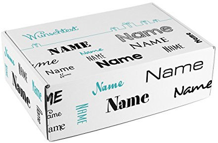 Herz & Heim® Geschenkkarton mit Namen in verschiedenen Schriftarten und Wunschtext zum Geburtstag/Geburt/Vatertag etc. Schwarz