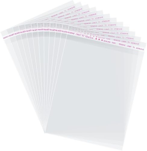 kgpack 100 x transparente Zellophanbeutel mit Klebedichtung, 22 x 30 cm | Kunststoffbeutel für süße Kekse, Süßigkeiten, Cupcakes, Schokolade, Lutscher, Zellophanbeutel