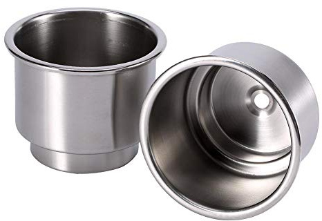 Keenso Auto Getränkehalter, 2 STK Universal Perforierter Edelstahl Getränkehalter 10.5cm+9.5cm Getränkehalter mit Ablaufloch ohne Kappe für Marine Boat RV STK Tassensitz