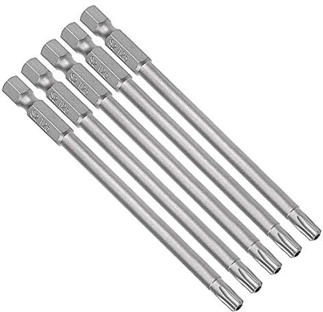 sourcing map Puntas brocas magnéticas puntas destornillador de seguridad tipo Torx T25 con medidas de 100mm de longitud de 1/4 de diámetro de mango vástago hexagonal 5 piezas
