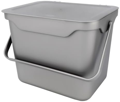 Easy Eco Silver Kitchen Compost Caddy/Food Recycling Waste Bin - 5 Litre (5L)