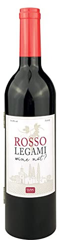 Legami - Rosso Legami, Set da Vino, Large, 7,5x32,5 cm, Include Cavatappi, Levacapsule, Anello Salva Goccia, Tappo Standard, Tappo Versatore, Custodia a Forma di Bottiglia