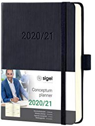 SIGEL C2102 Terminplaner Wochenkalender 2020/2021, 18 Monate, ca. A6, schwarzes Hardcover, mit vielen Extras, Conceptum - weitere Modelle