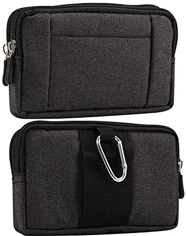 Handy Gürteltasche mit Clip Herren Schwarz, Kleine Handytasche mit Geldbeutel, 6.5 Universal Handy Hüfttasche Herren Bauchtasche Portemonnaie Vertikal Tasche mit Gürtelschlaufe Karabinerhaken