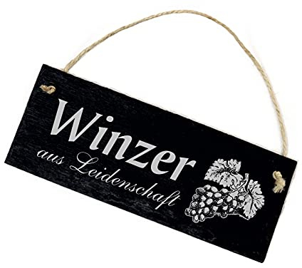 Schild Schiefertafel graviert - Winzer aus Leidenschaft - Schiefer Dekoschild 22x8cm | Dekolando Home Accessoires