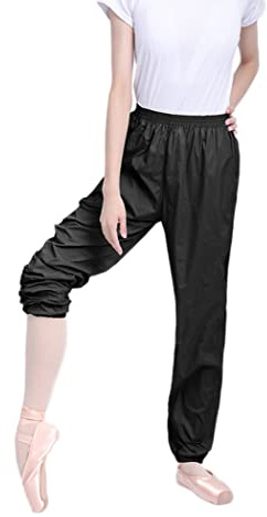 CRETUAO Pantaloni da Ballo Riscaldanti, Allenamenti a Ripieno Sottili, Leggeri Ginnastici, Nero, M