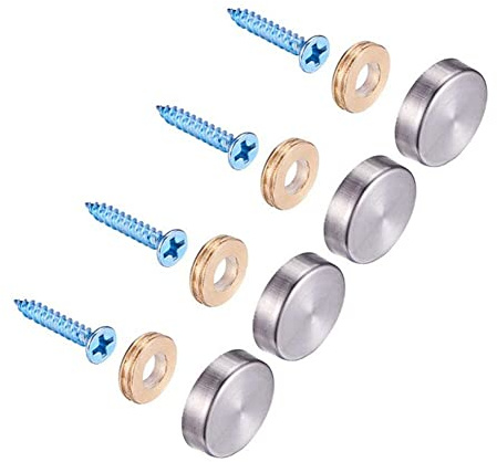 4 PCS Mirror Screws Decorative Caps Cover Nails, Polished Stainless Steel Mirror Decorative Screws Fasteners for Mirrors, Wardrobes, or Glass Furniture, Sign/Advertising Hardware (0.79/20mm)