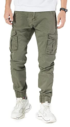 TONY BACKER Pantaloni Casual Elasticizzati Uomo Pantaloni Cargo da Uomo Pantalone in Cotone Leggero 6591 (IT, Misura del girovita, 52, Regular, Regular, Verde-2)