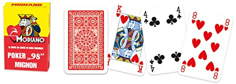 Modiano Poker Mignon Rot– Spielkarten für Rommé, Poker, Burraco und Canasta aus Duplexkarton 320 g/m² – 100% Made in Italy