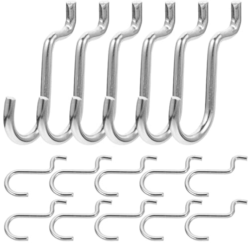 Doitool Pegboard Hooks 20 Pack Metal Utility Hooks for Garage Workshop and Store Heavy Duty Metal Pegboard Hangers with Tail Arc Design to Prevent Slipping Compact and Easy to Install