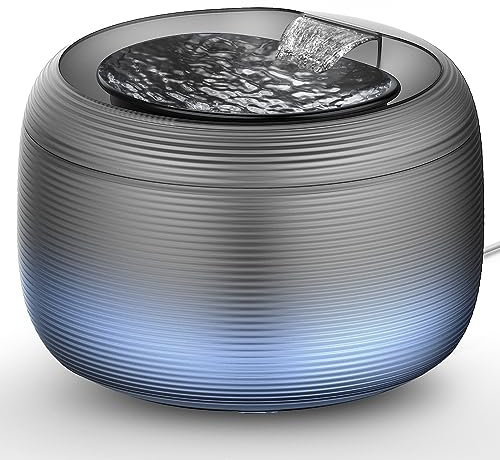 Nigecue 2,5L Katzenbrunnen, Ultraleise Haustierbrunnen Trinkbrunnen für Katze und Hunde, Eingebautes LED Licht, BPA-frei Katzentrinkbrunnen Wasserspender, Anti-Trockenbrand-System