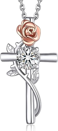 MomentWish Kreuz Kette Moissanite, 1,2 Karat Halskette mit Kreuz Anhänger Silber 925 Infinity Keltische Silberkette Schmuck Geschenke für Frauen und Herren