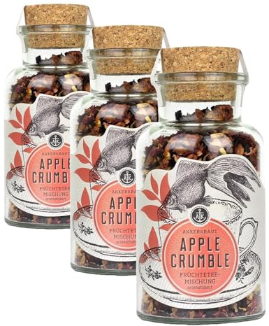 Ankerkraut Apple Crumble Früchtetee, 95g im Korkenglas (Packung mit 3)