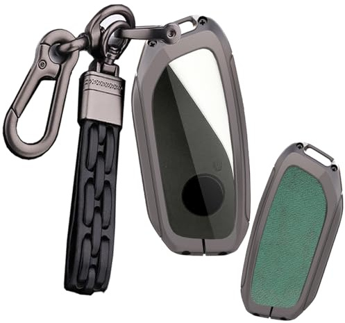 ontto Leder Autoschlüssel Hülle Passt für BMW U11 X1 U06 G81 M3 X5 G05 LCI Ix X7 I7 XM 5er 7er 740Li 530Li IX40 EL 2023 2024 Schlüsselhülle Metall Schutzhülle Schlüsseletui Zubehör-B Grün