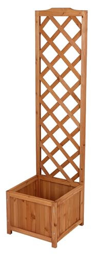 Spetebo Pot de fleurs en bois avec treillis – 135 x 40 cm – Jardinière avec tuteur – Jardinière décorative de jardin avec treillis de jardin – Treillis pour plantes grimpantes