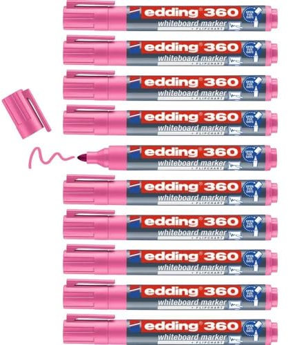 Edding Whiteboard-Marker 360 Rosa, Rundspitze 1,5-3 mm, 10 Stück