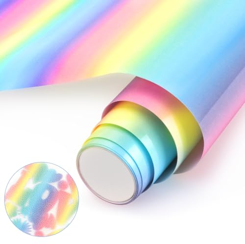 NANAPLUMS 3D-Puff Plotterfolie Textil, HTV-Bügelfolie, Farbverlauf-Lichtfarbe | 1 m 3D-Puff-HTV mit Farbverlauf; erzeugt beim Aufbügeln einen erhabenen 3D-Effekt, für T-Shirts und kreative Textildesigns.