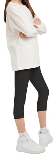 Geyuwoz Leggings Bambina 3/4 Pantaloni Capri Ragazze Sport Ciclismo Pantaloncini Tre Quarti Cotone Bambini Estate Leggings 6-16 Anni