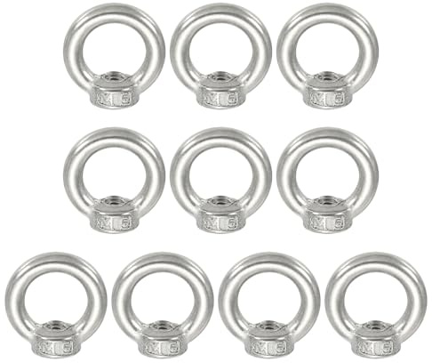 PATIKIL Ringmutter Ösenmutter M5, 10 Stück 304 Edelstahl Ringmuttern Ringösen Augenmuttern Ringschrauben Gewinde Muttern Befestigung Schulter Metrischer Ring für Marine
