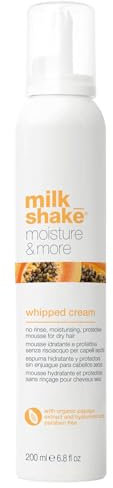 milk_shake | Moisture & More Whipped Cream 200 ml, No Rinse, Moisturising, Protective Mousse for Dry Hair, Made in Italy