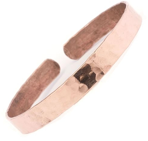 Generico Bracelet en cuivre pur curatif, martelé, réglable, unisexe, Hippie Boho, fabriqué à la main au Népal