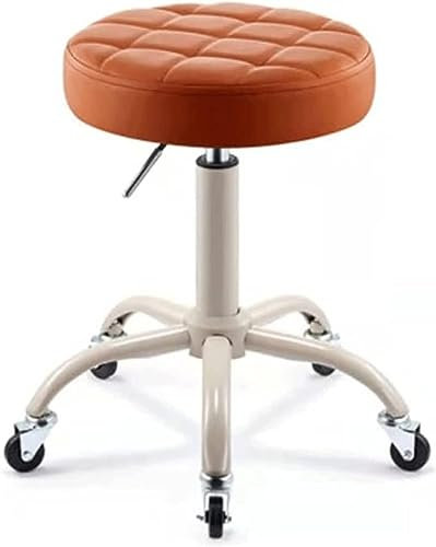 Runder Rollhocker, moderner anhebbarer Barhocker mit Seilzug, Massage-/Make-up-Salon-/Spa-Massage-Drehhocker für Schönheitssalons, verstellbarer Arbeitsstuhl für Büro, Labor, Produktion, Werkstatt (