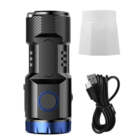 Minie TacticalFlashlight - Warsun Compact Multi, Magnetic Aspirazione Bianco | Esgofo Torce LED, High Lumens 5 modalità, Lumen TatticalLed, Classe energetica A, Magnetico Portatile Potente, Acebeam