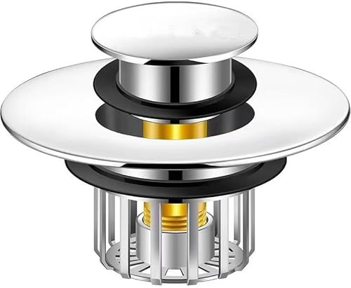 Pop-Up Drain Plug with Screen | Bathtub Plugs | Shower Drain Hair Catcher | Drain Protectors for 1-1/2 to 1-3/4 inch Bathtub Drain Holes