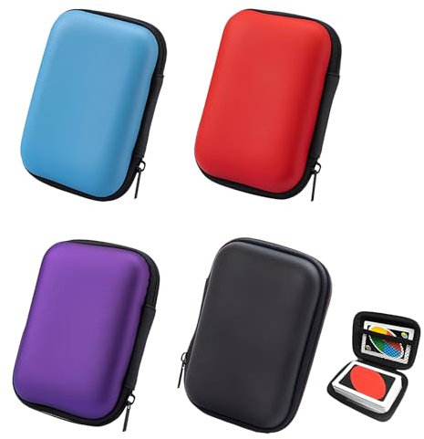 4PCS Uno Cases, Card Case, 11 x 8 cm Waterproof Uno Storage, Portable Playing Cards Holder, Silicone Carry Cases (Red, Purple, Blue, Black), Cards Storage for Outdoor Gaming or Camping.