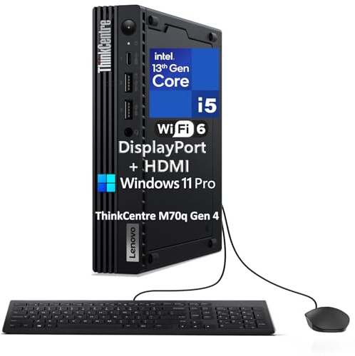 Lenovo ThinkCentre M70q G4 i5-13400T 8 Go DDR5 512 Go SSD Ordinateur de bureau | WiFi 6, DisplayPort, HDMI, Windows 11 Pro, châssis 1L