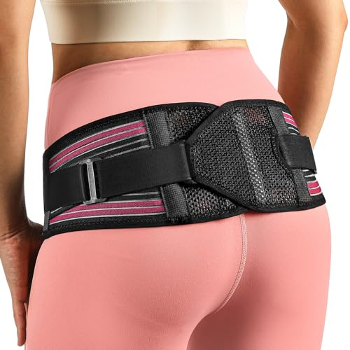 Fitomo X-Shape Hip Brace - SI Joint & Sacroiliac Support Belt for Sciatica Pain Relief, Postpartum Recovery, Pelvic Stabilization - Breathable Two-Panel Design with 4 Silicone strips (Adjustable, L)