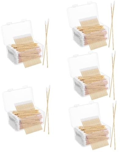 SAFIGLE 5 Sätze Make-up-applikatorstifte Stöcke Wattestäbchen Make-up-tupfer Ohr Wattestäbchen Unparfümiert Zweck Dünn Trinkgeld Gegeben Khaki Baumwolle 500 Stück * 5